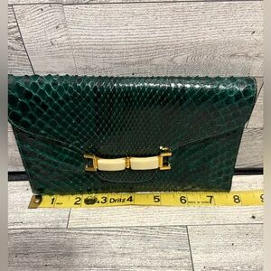 Vintage Green Snakeskin Clutch